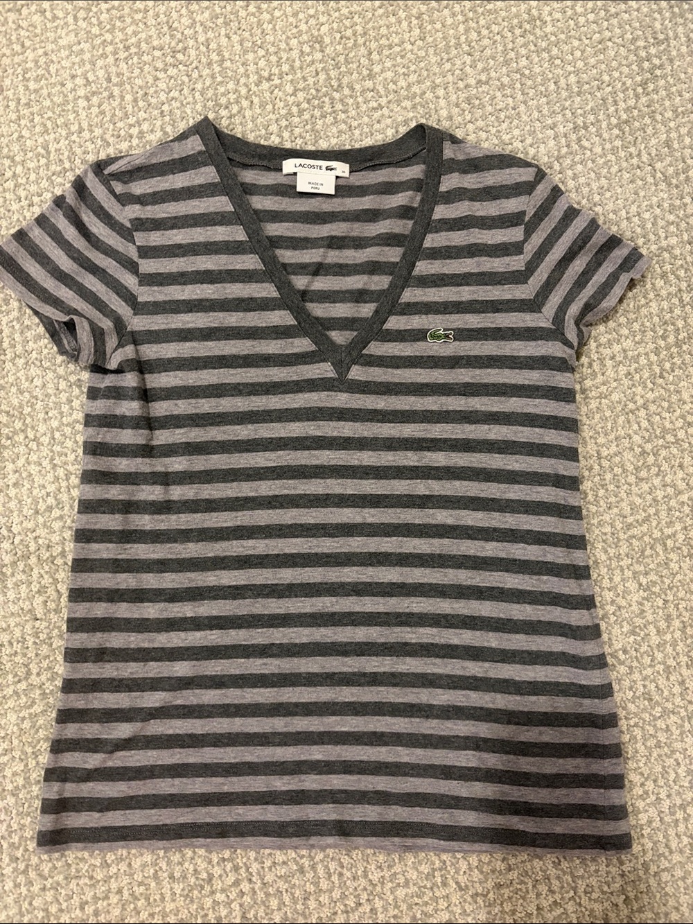 Lacoste v-neck grey stripes 36/S